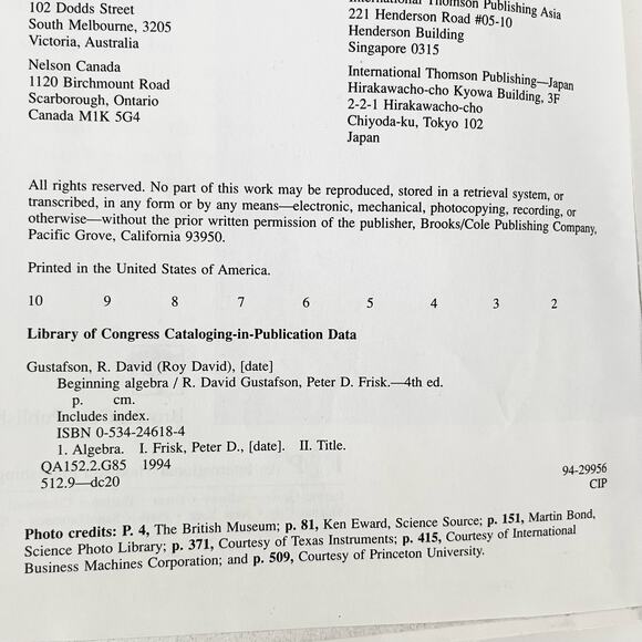 Beginning Algebra 4 Gustafson Frisk - Picture 5 of 8